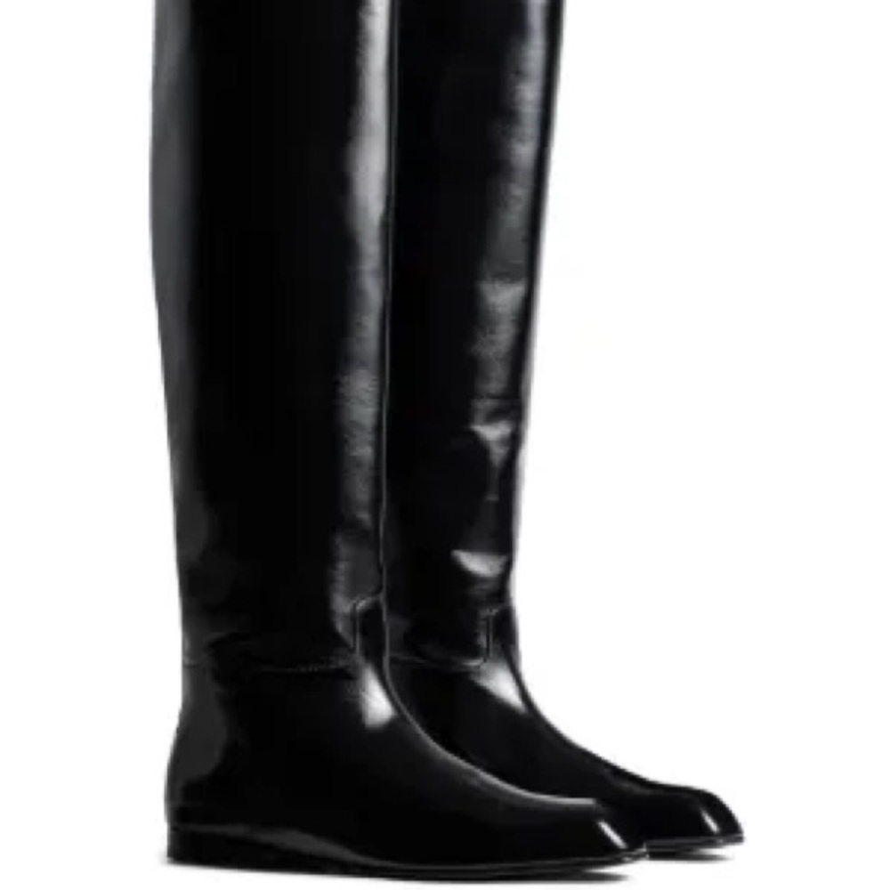 KHAITE Colt Glossy Black Over-the-Knee Leather Boots